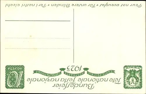 Ganzsachen Künstler Gedenket der Blinden, Ak Bundesfeier 1923