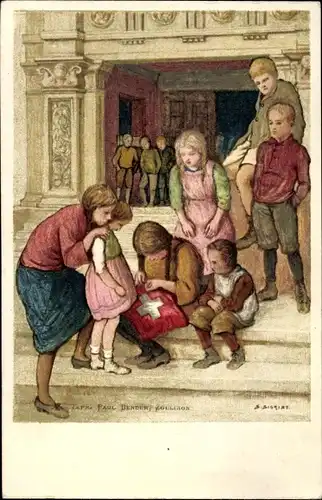 Ganzsachen Künstler Ak Kinder, Schweizer Fahne, Bundesfeier 1925