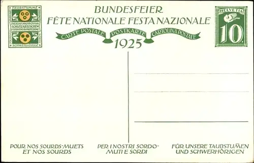 Ganzsachen Künstler Ak Kinder, Schweizer Fahne, Bundesfeier 1925