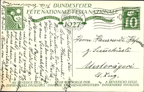 Ganzsachen Künstler Ak Liner, Carl, Kind mit Fahne, Bundesfeier 1927