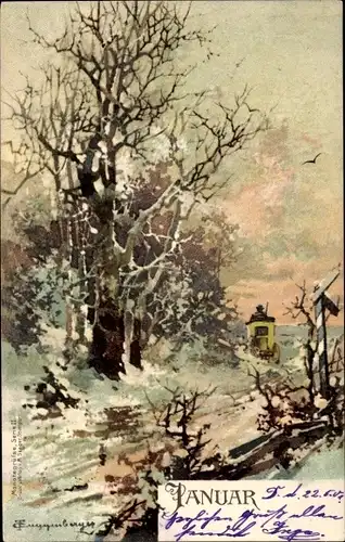 Künstler Ak Guggenberger, Thomas, Monat Januar, Winter, Allegorie