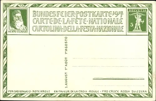 Ganzsachen Künstler Ak Boscavits, Bundesfeier 1917