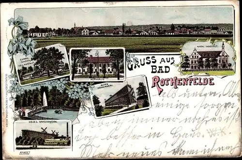 Litho Bad Rothenfelde am Teutoburger Wald, Totale, Kurhaus, Gradirwerk, Kinderheilanstalt