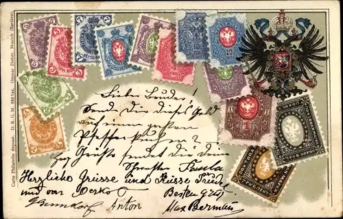 Präge Briefmarken Wappen Litho Russland, Briefmarken, Adler