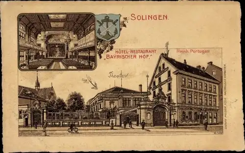 Wappen Litho Solingen in Nordrhein Westfalen, Hotel Restaurant Bayrischer Hof, Theater