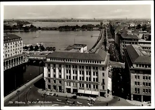 Foto Ak Hamburg, Die drei Alsterbecken aus der Vogelschau