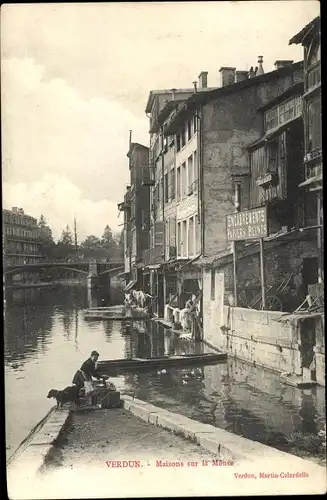 Ak Verdun Lothringen Meuse, Maisons sur la Meuse