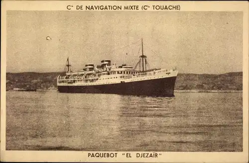 Ak Paquebot El Djezair, Compagnie de Navigation Mixte, Dampfschiff
