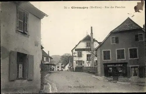 Ak Giromagny Territoire de Belfort, Rue des Planches, Debit de Tabac, Cooperative