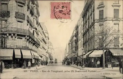 Ak Paris XV., Rue de Vaugirard, prise du Boulevard Pasteur