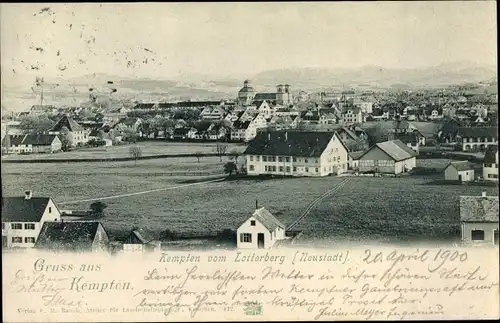 Ak Kempten im Allgäu Schwaben, Panorama vom Lotterberg, Neustadt