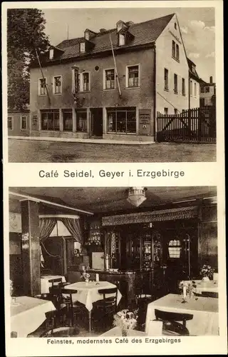 Ak Geyer im Erzgebirge Sachsen, Cafe Seidel, Konditorei