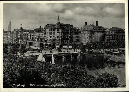 Ak Hamburg, Alsterarkaden, Jungfernstieg