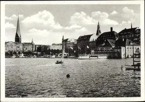 Ak Hamburg, Binnenalster und Jungfernstieg