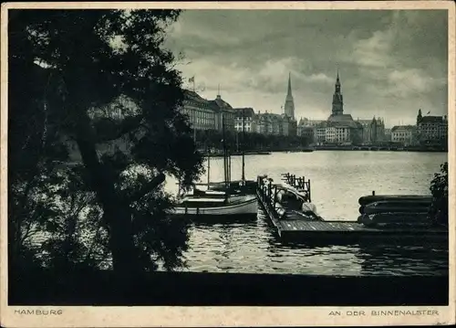 Ak Hamburg, Partie an der Binnenalster, Bootssteg