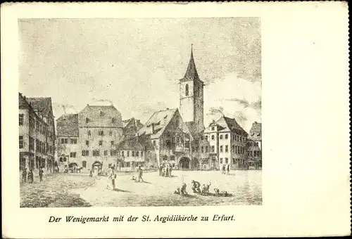 Künstler Ak Erfurt in Thüringen, Wenigemarkt mit der St. Aegidiikirche