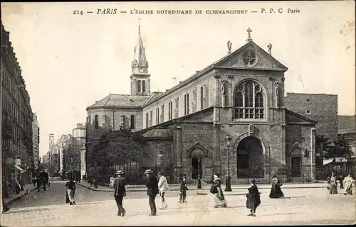 Ak Paris Buttes Montmartre, L'Eglise Notre Dame de Clignancourt