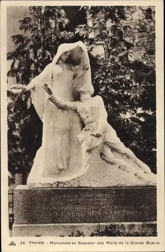 Ak Thann Elsass Haut Rhin, Monument en Souvenir des Morts de la Grande Guerre