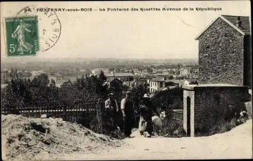 Ak Fontenay sous Bois Val de Marne, La Fontaine des Rosettes Avenue de la République