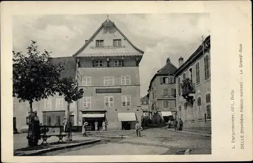 Ak Delle Territoire de Belfort, La Grand' Rue, Cafe Dugrot