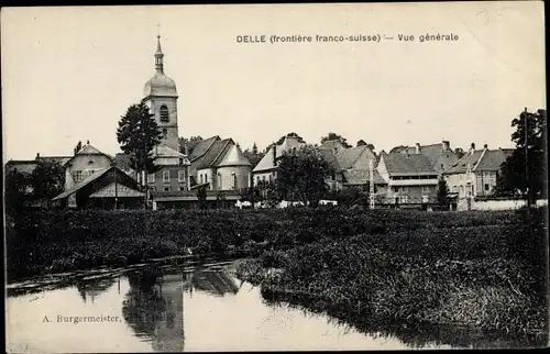 Ak Delle Territoire de Belfort, Vue générale, eglise