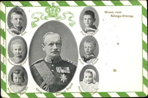 Ak König Friedrich August III. von Sachsen, Kronprinz Georg, Prinzessin Margarete, Prinzessin Maria