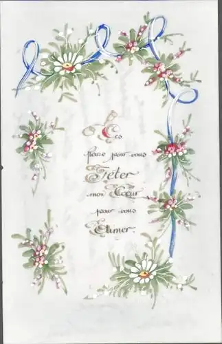 Zelluloid Ak Glückwunsch, Blumen