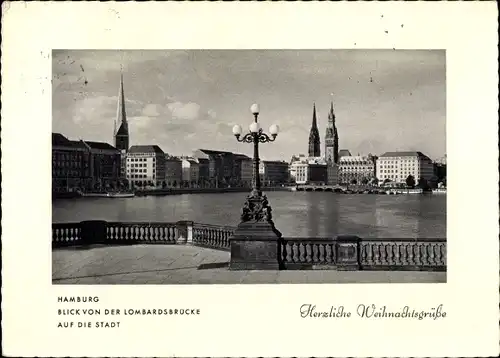 Ak Hamburg, Blick von der Lombardsbrücke auf die Stadt