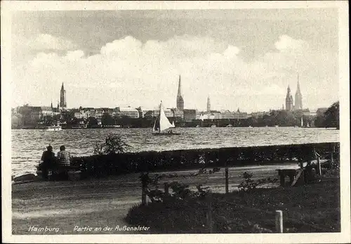 Ak Hamburg, Partie an der Aussenalster, Stadtblick