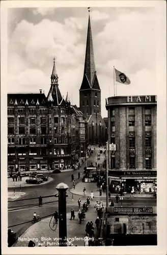 Ak Hamburg, Blick vom Jungernstieg auf die Petrikirche