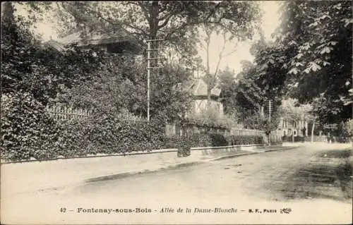 Ak Fontenay sous Bois Val de Marne, Allée de la Dame Blanche