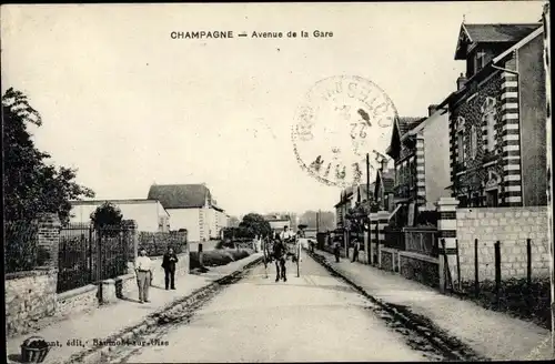 Ak Champagne Val d'Oise, Avenue de la Gare