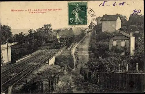 Ak Suresnes Hauts-de-Seine, La Rue des Radiguelles, Chemin de Fer