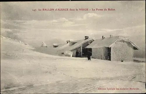 Ak Territoire de Belfort, Le Ballon d'Alsace sous la neige, la Ferme du Ballon