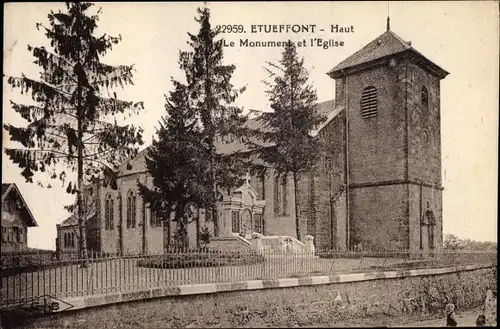 Ak Etueffont Territoire de Belfort, Le Monument et l'Eglise