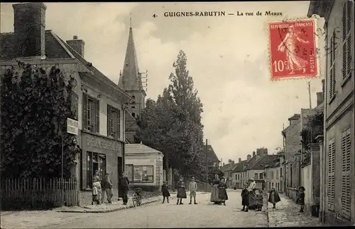 Ak Guignes Rabutin Seine et Marne, La Rue de Meaux