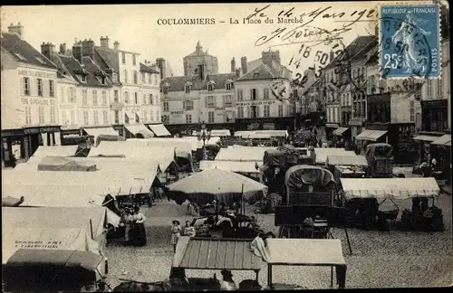Ak Coulommiers Seine et Marne, La Place du Marché