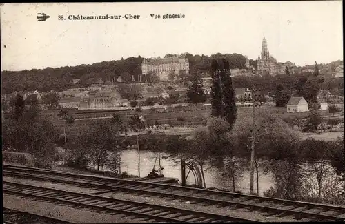 Ak Chateauneuf sur Cher, Vue générale
