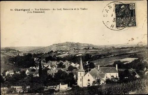 Ak Chavignol Cher, Vue générale, Sancerre, Viaduc