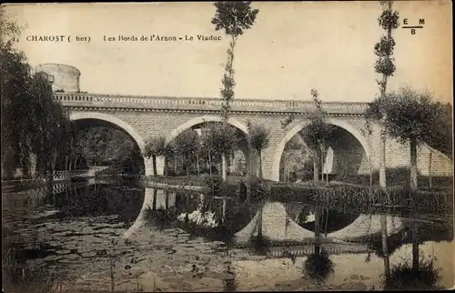 Ak Charost Cher, Bords de l'Arnon, Viaduc