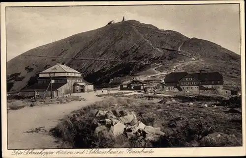 Ak Karpacz Krummhübel Schlesien, Dom Śląski, Schlesierhaus, Riesenbaude, Schneekoppe