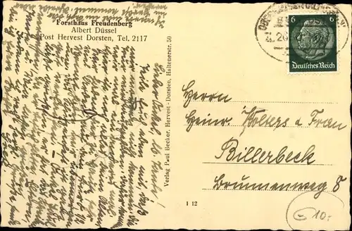 Ak Hervest Dorsten, Forsthaus Freudenberg
