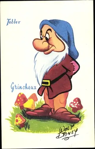 Künstler Ak Walt Disney, Comic, Schneewittchen und die 7 Zwerge, Brummbär