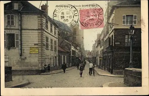 Ak Montereaut Seine et Marne, Grande Rue et l'Église