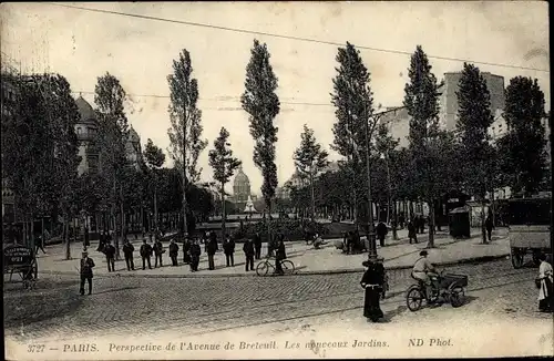 Ak Paris XV., Perspective de l'Avenue de Breteuil, Nouveaux Jardins