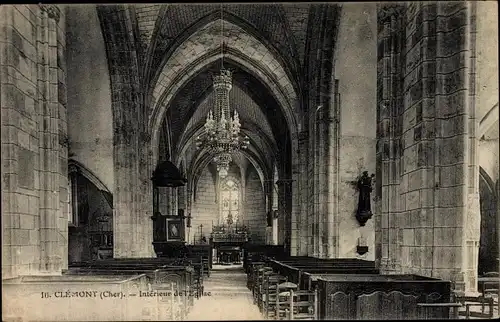 Ak Clemont Cher, Eglise, Interieur