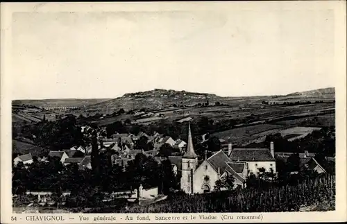 Ak Chavignol Cher, Vue générale, Sancerre, Viaduc