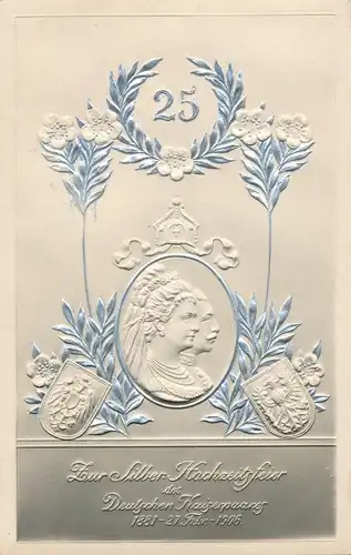 Relief Ak Kaiser Wilhelm II., Silberhochzeit des Kaiserpaares 1906