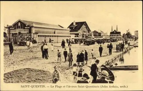 Ak Saint Quentin Aisne, La Plage et l'Aviron Saint Quentenois