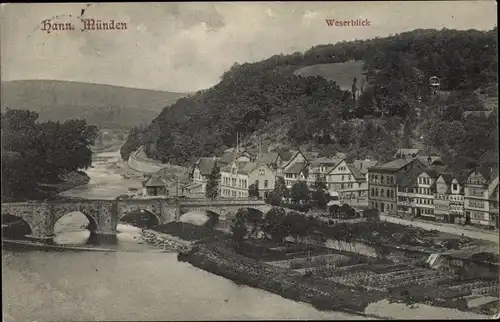 Ak Hann. Münden in Niedersachsen, Weserblick, Brücke